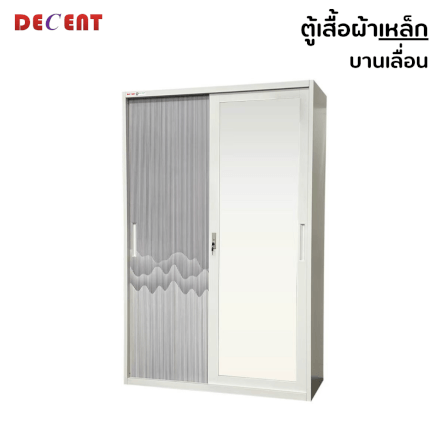 ตู้เสื้อผ้าเหล็ก บานเลื่อน 2 ประตู DECENT ลาย ภูผา 120ซม._1